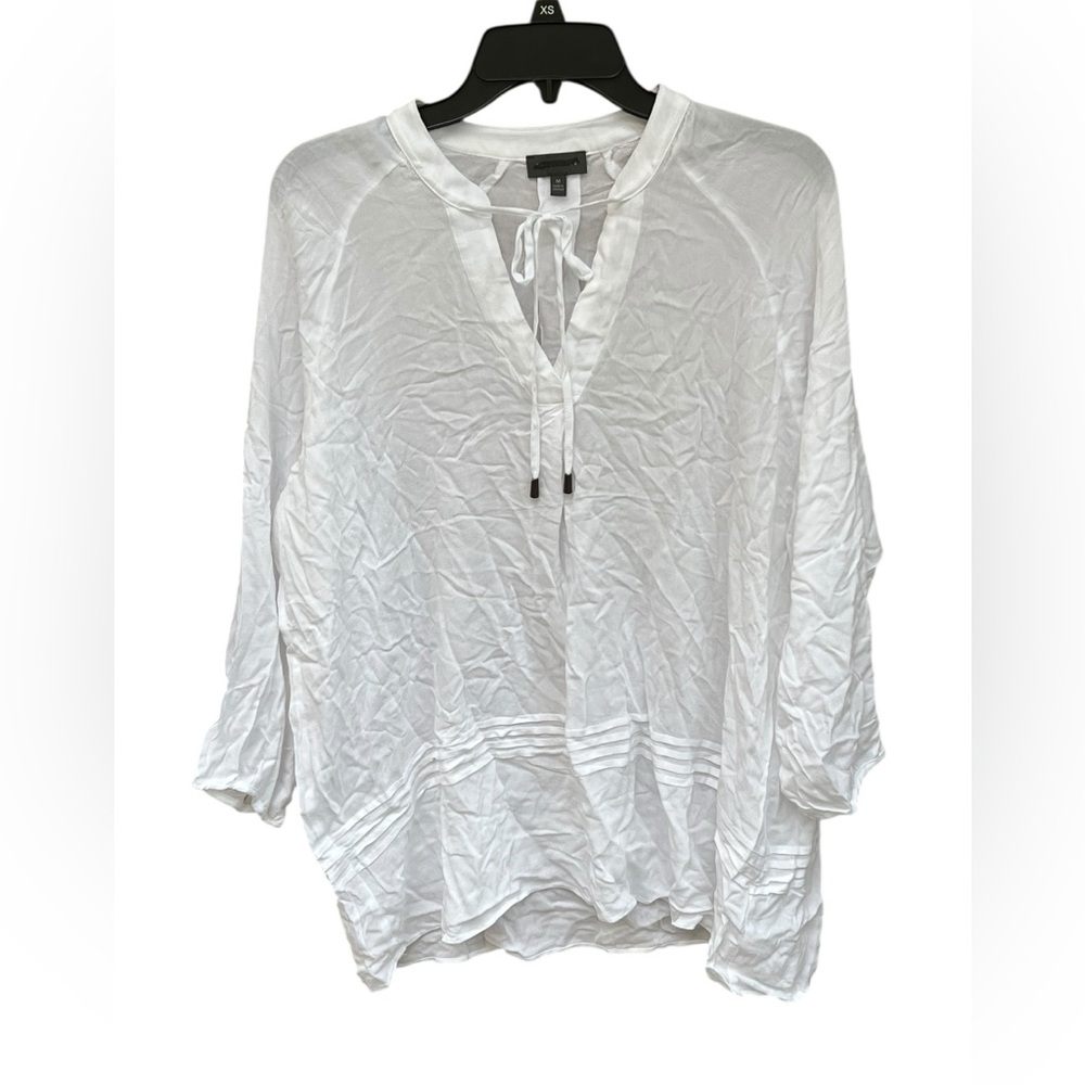The Limited White 3/4 Sleeve Tie Neck Blouse Women’s Size M